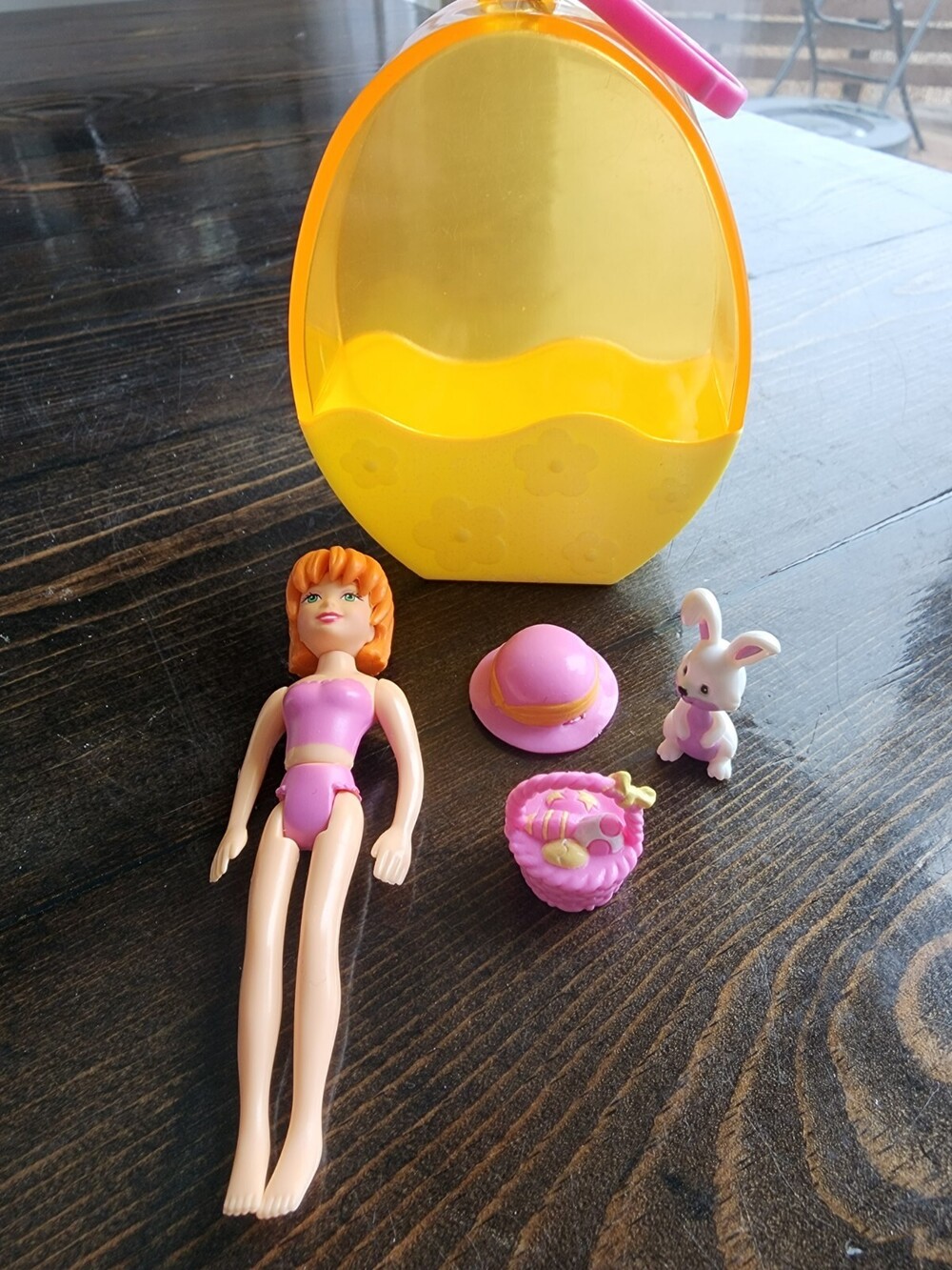 Polly Pocket VINTAGE Lea Easter Egg Basket Bunny Clip & Carry EGGSTRAORDINARY